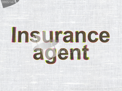 Image of Insurance concept: Insurance Agent on fabric texture background