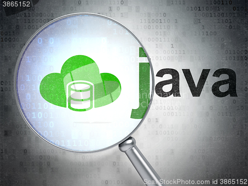 Image of Software concept: Database With Cloud and Java with optical glass
