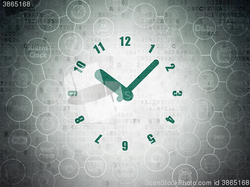 Image of Timeline concept: Clock on Digital Paper background
