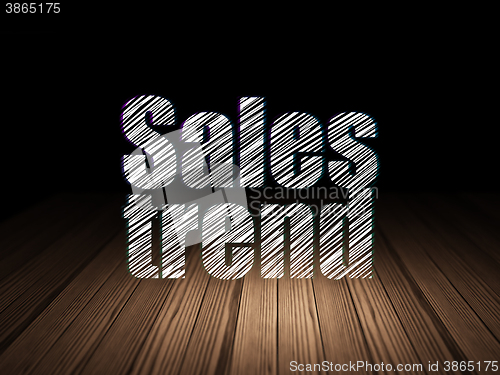Image of Advertising concept: Sales Trend in grunge dark room