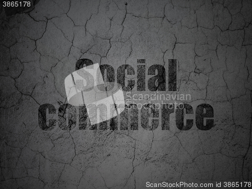 Image of Advertising concept: Social Commerce on grunge wall background