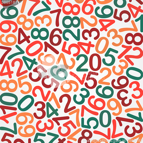 Image of Abstract Education background: multicolor Numbers ?n White, vector illustration