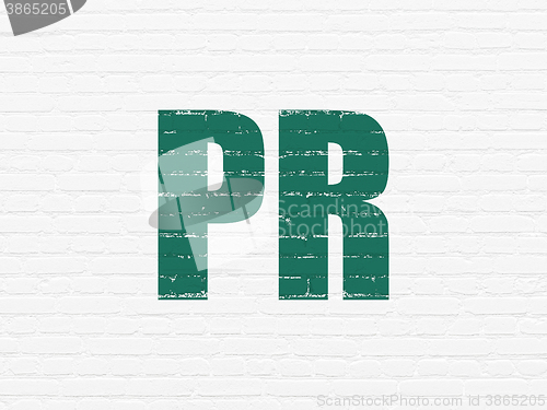 Image of Advertising concept: PR on wall background