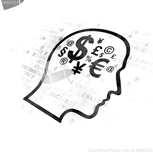 Image of Education concept: Head With Finance Symbol on Digital background