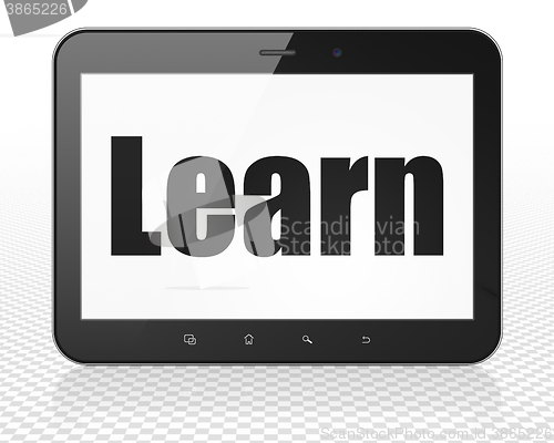 Image of Studying concept: Tablet Pc Computer with Learn on display