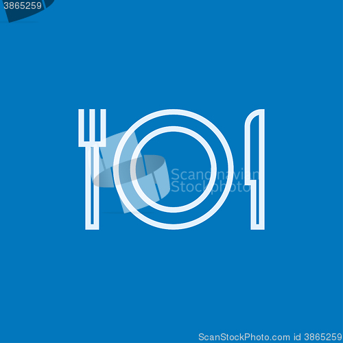 Image of Plate with cutlery line icon.