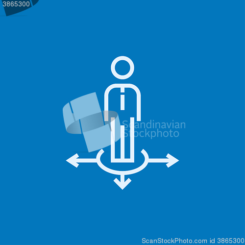 Image of Businessman in three ways line icon.