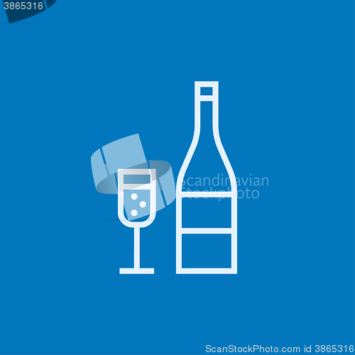 Image of Bottle of champaign and glass line icon.