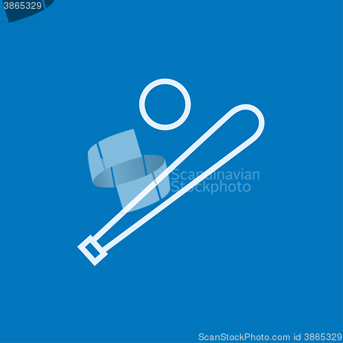 Image of Baseball bat and ball line icon.