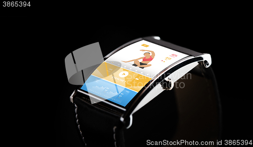 Image of close up of smart watch with sport application