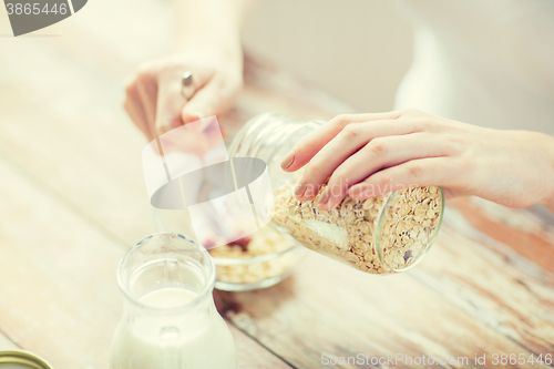 Image of close up of woman eating muesli for breakfast