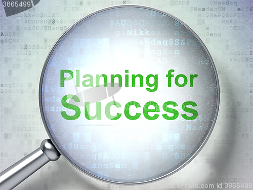 Image of Finance concept: Planning for Success with optical glass