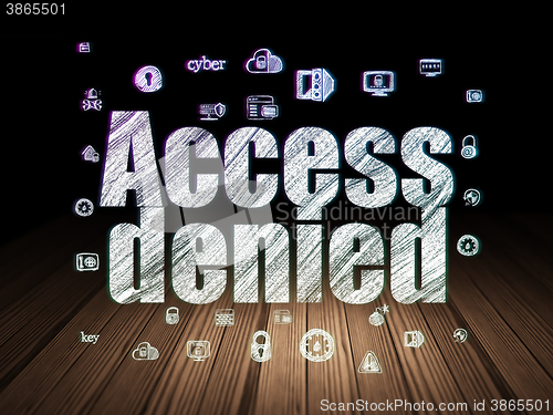 Image of Protection concept: Access Denied in grunge dark room