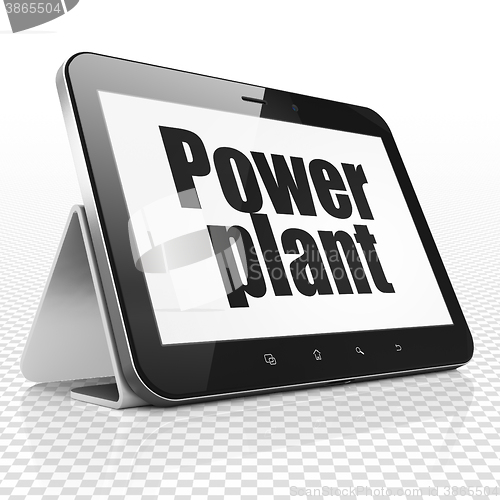 Image of Industry concept: Tablet Computer with Power Plant on display