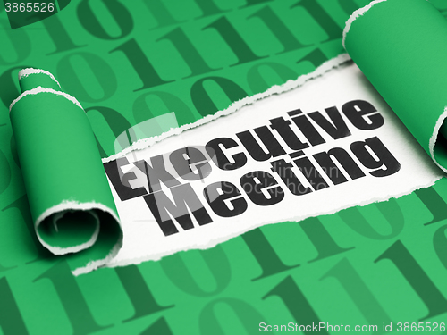 Image of Finance concept: black text Executive Meeting under the piece of  torn paper