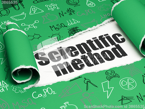 Image of Science concept: black text Scientific Method under the piece of  torn paper