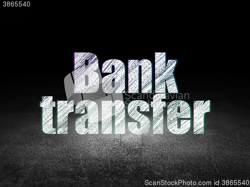 Image of Currency concept: Bank Transfer in grunge dark room