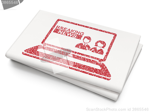 Image of News concept: Breaking News On Laptop on Blank Newspaper background