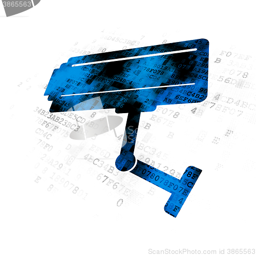 Image of Privacy concept: Cctv Camera on Digital background