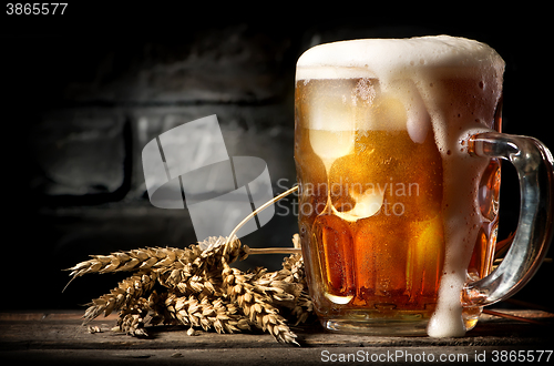 Image of Beer near brick wall