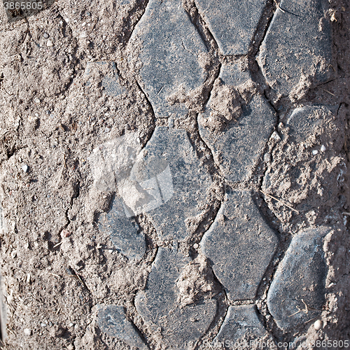 Image of view of heavy vehicle rubber tire tread