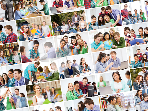 Image of collage with many pictures of college students
