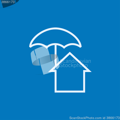 Image of House under umbrella line icon.