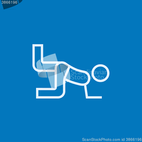 Image of Man exercising buttocks line icon.