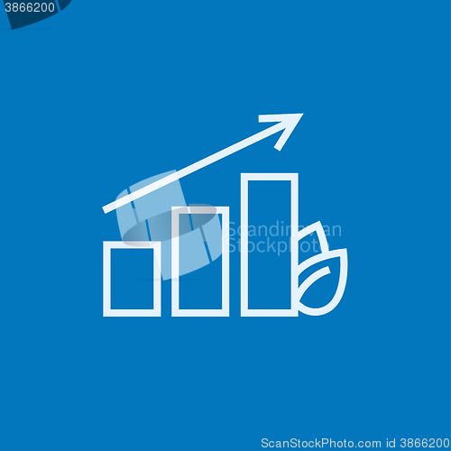 Image of Bar graph with leaf line icon.