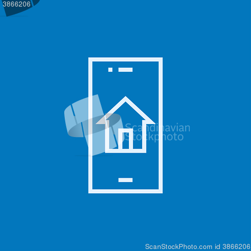 Image of Property search on mobile device line icon.