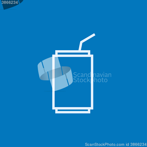 Image of Soda can with drinking straw line icon.