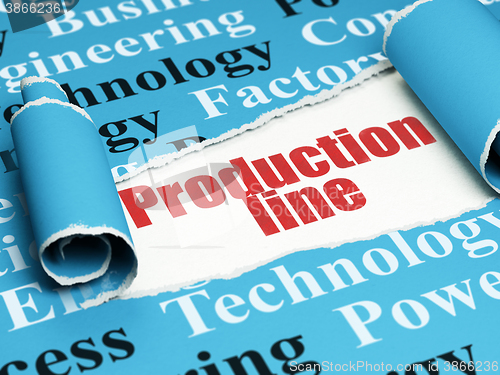 Image of Industry concept: red text Production Line under the piece of  torn paper