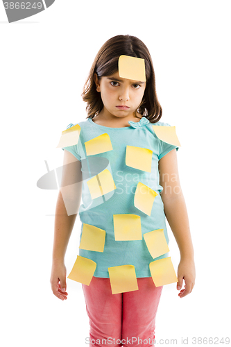 Image of Girl with yellow notes