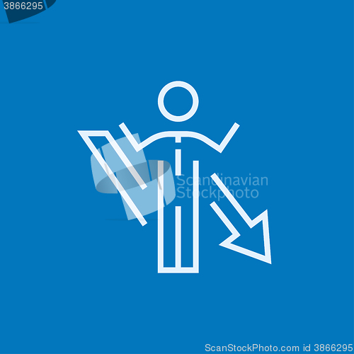 Image of Businessman with arrow down line icon.