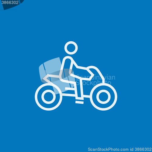 Image of Man riding motorcycle line icon.