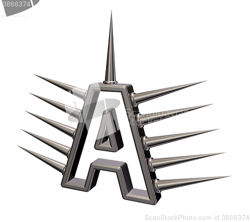 Image of prickles letter a - 3d rendering