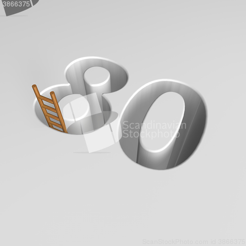 Image of number eighty and ladder - 3d rendering