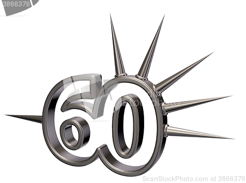 Image of number sixty with prickles - 3d rendering