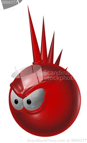 Image of evil red punk smiley - 3d illustration