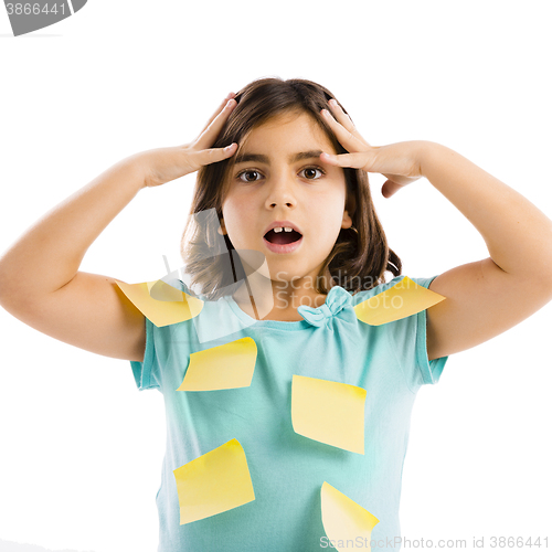 Image of Girl with yellow notes