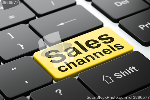 Image of Marketing concept: Sales Channels on computer keyboard background