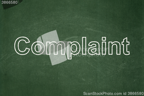 Image of Law concept: Complaint on chalkboard background