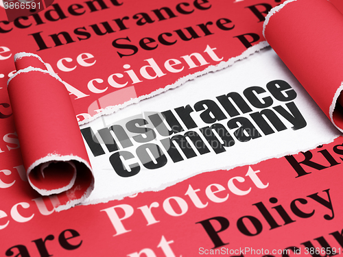 Image of Insurance concept: black text Insurance Company under the piece of  torn paper