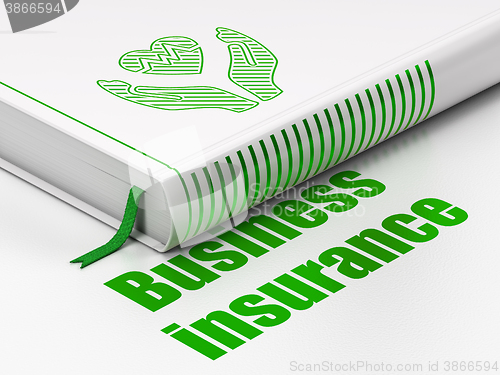 Image of Insurance concept: book Heart And Palm, Business Insurance on white background