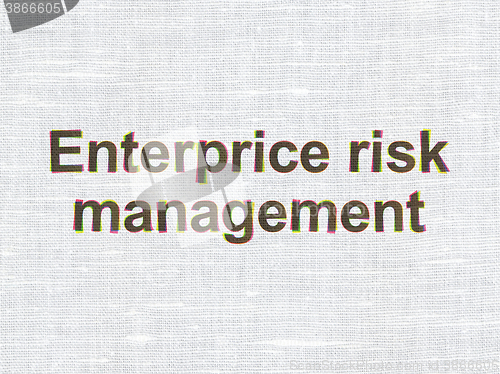 Image of Finance concept: Enterprice Risk Management on fabric texture background