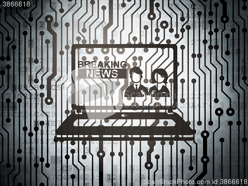 Image of News concept: circuit board with Breaking News On Laptop