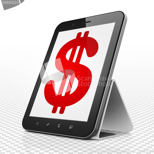 Image of Banking concept: Tablet Computer with Dollar on display