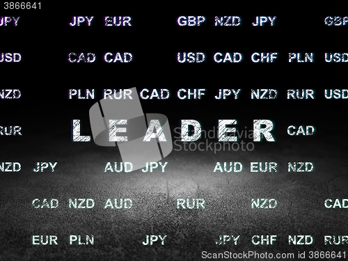Image of Finance concept: Leader in grunge dark room