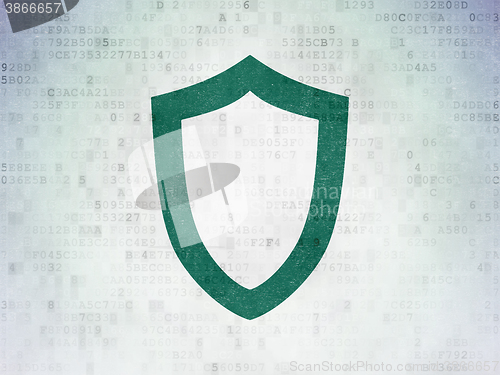 Image of Security concept: Contoured Shield on Digital Paper background