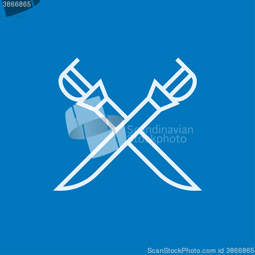 Image of Crossed saber line icon.